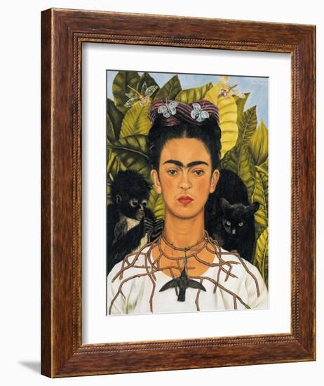 Self-Portrait with Thorn Necklace and Hummingbird, c.1940-Frida Kahlo-Framed Art Print