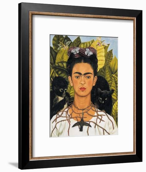 Self-Portrait with Thorn Necklace and Hummingbird, c.1940-Frida Kahlo-Framed Art Print