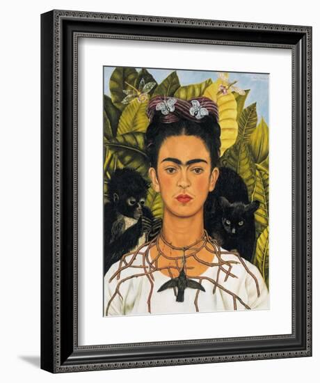 Self-Portrait with Thorn Necklace and Hummingbird, c.1940-Frida Kahlo-Framed Art Print