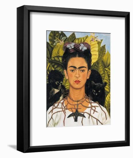 Self-Portrait with Thorn Necklace and Hummingbird, c.1940-Frida Kahlo-Framed Art Print