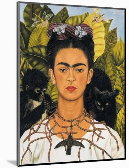 Self-Portrait with Thorn Necklace and Hummingbird, c.1940-Frida Kahlo-Mounted Art Print
