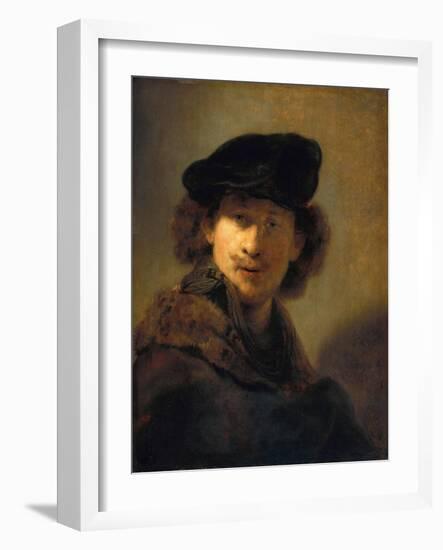 Self-Portrait with Velvet Beret, 1634-Rembrandt van Rijn-Framed Giclee Print