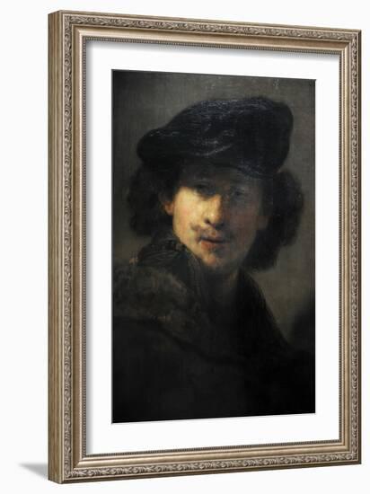 Self-Portrait with Velvet Beret and Furred Mantel, 1634, by Rembrandt (1606-1669)-Rembrandt van Rijn-Framed Giclee Print