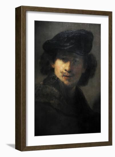 Self-Portrait with Velvet Beret and Furred Mantel, 1634, by Rembrandt (1606-1669)-Rembrandt van Rijn-Framed Giclee Print