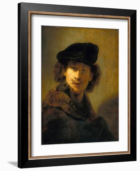 Self-Portrait with Velvet Beret-Rembrandt van Rijn-Framed Giclee Print