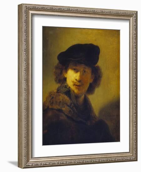 Self Portrait with Velvet Cap and a Cloak with Fur Collar, 1634-Rembrandt van Rijn-Framed Giclee Print