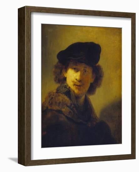 Self Portrait with Velvet Cap and a Cloak with Fur Collar, 1634-Rembrandt van Rijn-Framed Giclee Print