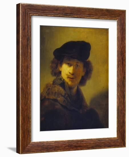 Self Portrait with Velvet Cap and a Cloak with Fur Collar, 1634-Rembrandt van Rijn-Framed Giclee Print