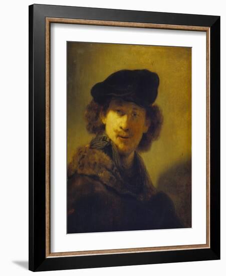 Self Portrait with Velvet Cap and a Cloak with Fur Collar, 1634-Rembrandt van Rijn-Framed Giclee Print