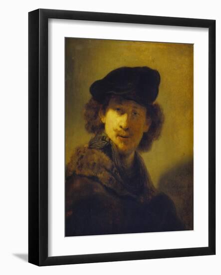 Self Portrait with Velvet Cap and a Cloak with Fur Collar, 1634-Rembrandt van Rijn-Framed Giclee Print