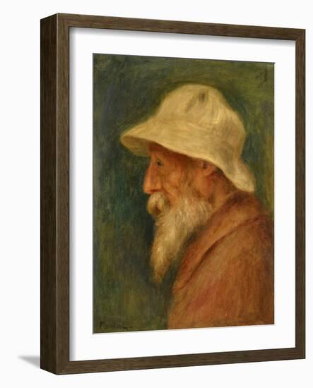 Self-Portrait with White Hat Par Renoir, Pierre Auguste (1841-1919), 1910 - Oil on Canvas - Private-Pierre Auguste Renoir-Framed Giclee Print