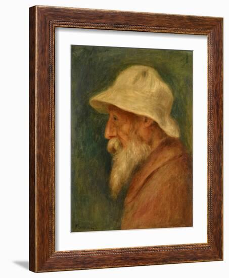 Self-Portrait with White Hat Par Renoir, Pierre Auguste (1841-1919), 1910 - Oil on Canvas - Private-Pierre Auguste Renoir-Framed Giclee Print