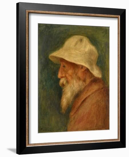 Self-Portrait with White Hat Par Renoir, Pierre Auguste (1841-1919), 1910 - Oil on Canvas - Private-Pierre Auguste Renoir-Framed Giclee Print