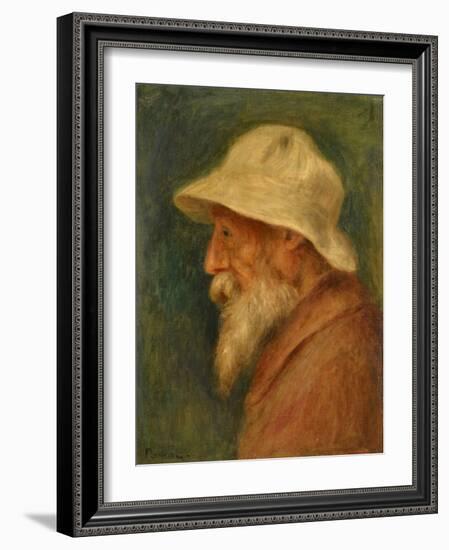 Self-Portrait with White Hat Par Renoir, Pierre Auguste (1841-1919), 1910 - Oil on Canvas - Private-Pierre Auguste Renoir-Framed Giclee Print