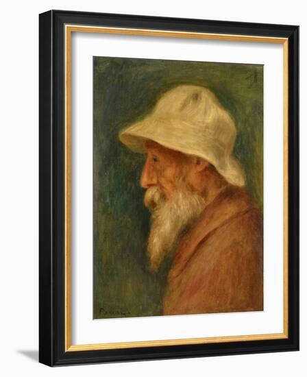 Self-Portrait with White Hat Par Renoir, Pierre Auguste (1841-1919), 1910 - Oil on Canvas - Private-Pierre Auguste Renoir-Framed Giclee Print