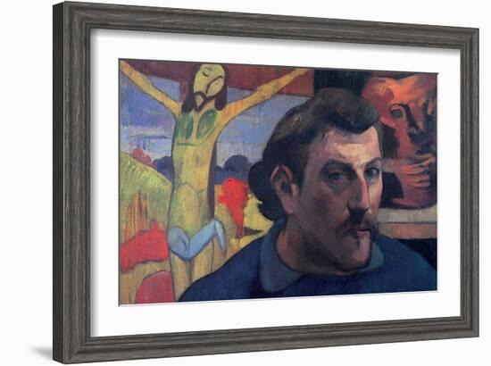 Self Portrait with Yellow Christ-Paul Gauguin-Framed Art Print