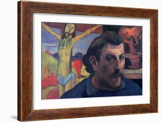 Self Portrait with Yellow Christ-Paul Gauguin-Framed Art Print