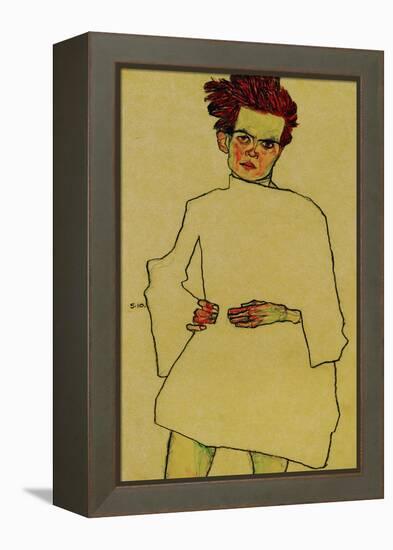 Selfportrait with Shirt, 1910-Egon Schiele-Framed Premier Image Canvas