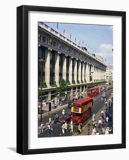 Selfridges and Old Routemaster Bus before They Were Withdrawn, Oxford Street, London, England-Rawlings Walter-Framed Photographic Print