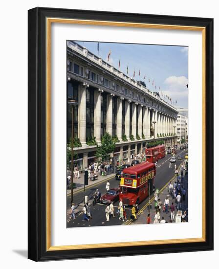 Selfridges and Old Routemaster Bus before They Were Withdrawn, Oxford Street, London, England-Rawlings Walter-Framed Photographic Print