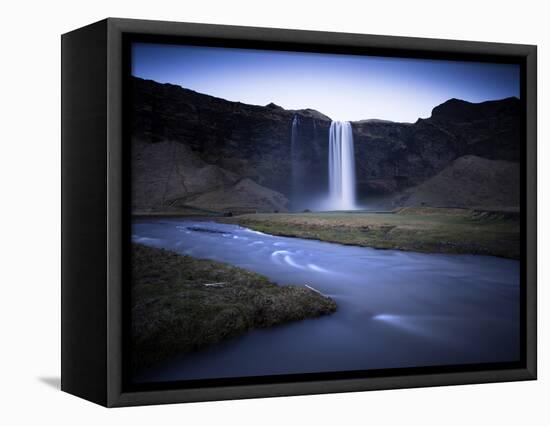 Seljalandsfoss Waterfall Captured at Dusk Using Long Exposure to Record Water Movement, Iceland-Lee Frost-Framed Premier Image Canvas