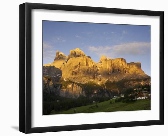 Sella Gruppe and Colfosco at Dawn, Dolomites, Italy, Europe-Gary Cook-Framed Photographic Print