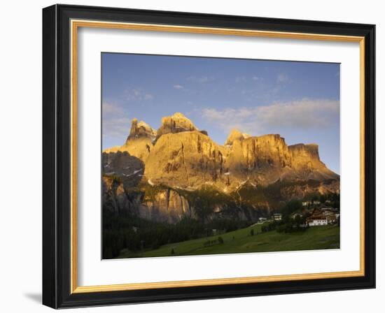 Sella Gruppe and Colfosco at Dawn, Dolomites, Italy, Europe-Gary Cook-Framed Photographic Print