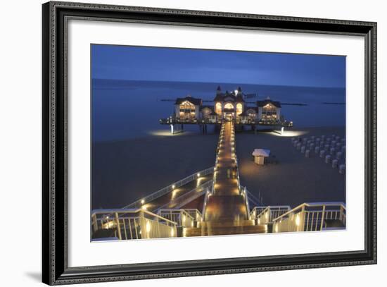 Sellin pier Rugen dusk West Pomerania Germany-Charles Bowman-Framed Photographic Print