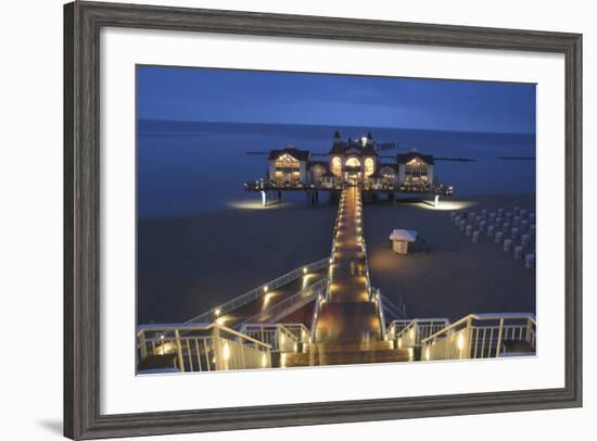 Sellin pier Rugen dusk West Pomerania Germany-Charles Bowman-Framed Photographic Print