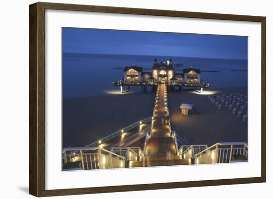 Sellin pier Rugen dusk West Pomerania Germany-Charles Bowman-Framed Photographic Print