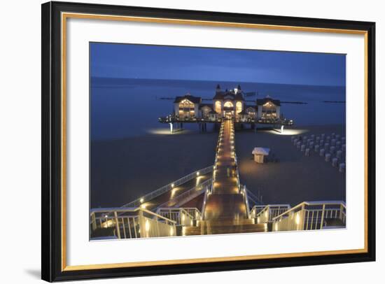 Sellin pier Rugen dusk West Pomerania Germany-Charles Bowman-Framed Photographic Print