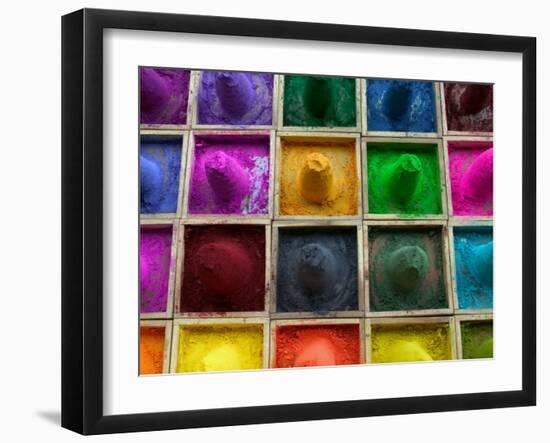 Selling Color Powder at Market, Pushkar, Rajasthan, India-Keren Su-Framed Photographic Print