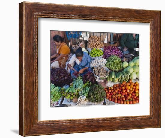 Selling Fruit in Local Market, Goa, India-Keren Su-Framed Photographic Print