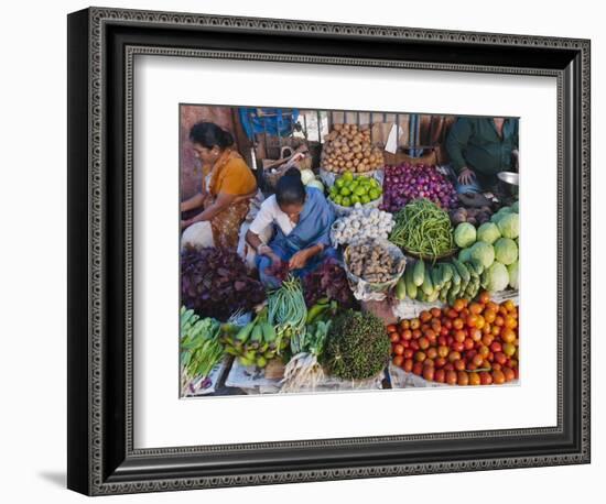 Selling Fruit in Local Market, Goa, India-Keren Su-Framed Photographic Print