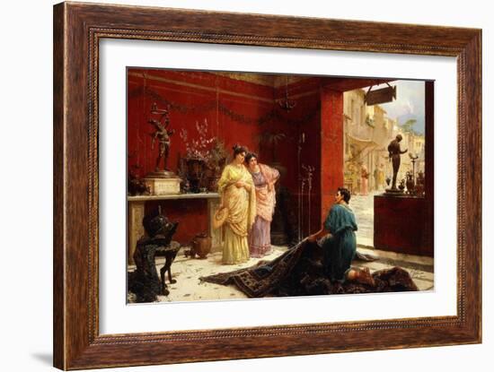 Selling His Wares (Oil on Canvas)-Ettore Forti-Framed Giclee Print