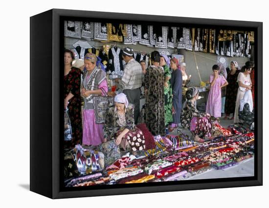 Selling Traditional Textiles for Weddings, Urgut, Uzbekistan, Central Asia-Occidor Ltd-Framed Premier Image Canvas