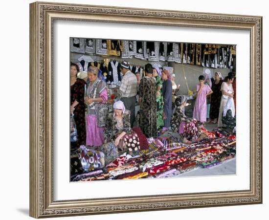 Selling Traditional Textiles for Weddings, Urgut, Uzbekistan, Central Asia-Occidor Ltd-Framed Photographic Print