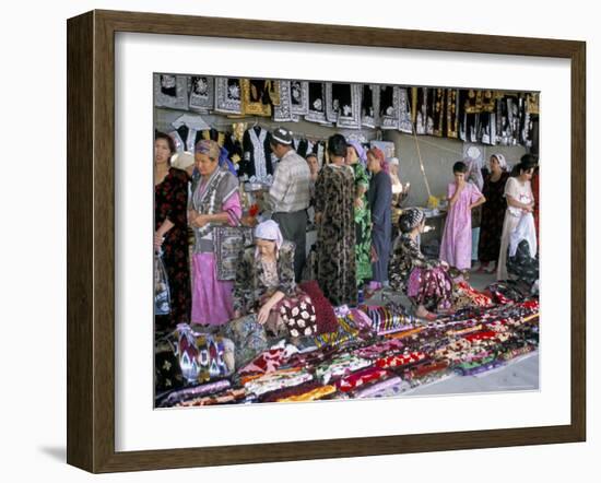 Selling Traditional Textiles for Weddings, Urgut, Uzbekistan, Central Asia-Occidor Ltd-Framed Photographic Print