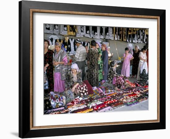 Selling Traditional Textiles for Weddings, Urgut, Uzbekistan, Central Asia-Occidor Ltd-Framed Photographic Print