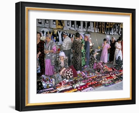 Selling Traditional Textiles for Weddings, Urgut, Uzbekistan, Central Asia-Occidor Ltd-Framed Photographic Print