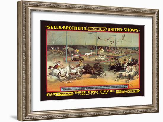 Sells Brothers' Enormous United Shows: Three Ring Circus-null-Framed Art Print