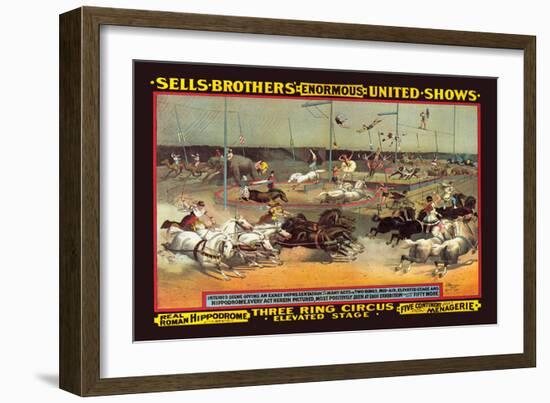 Sells Brothers' Enormous United Shows: Three Ring Circus-null-Framed Art Print