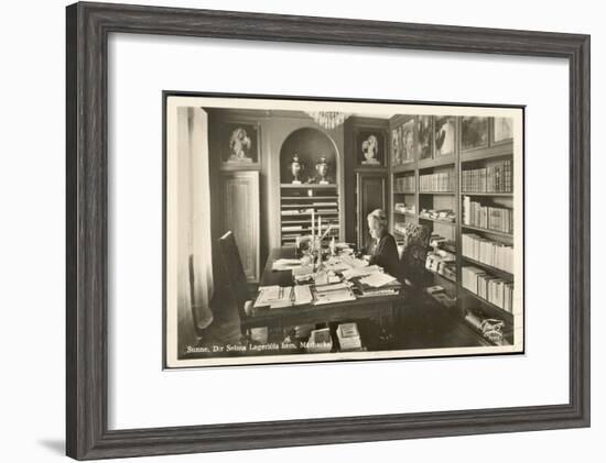 Selma Lagerlof Swedish Writer at Work in Her Study-null-Framed Art Print