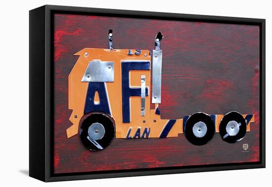 Semi Truck License Plate Art-Design Turnpike-Framed Premier Image Canvas