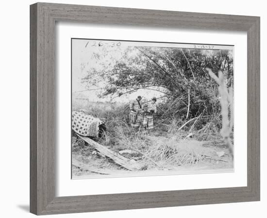 Seminole Indians with a Captured Alligator-American Photographer-Framed Photographic Print