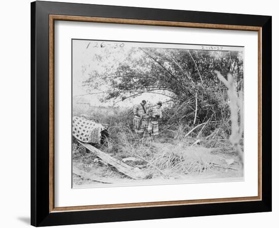 Seminole Indians with a Captured Alligator-American Photographer-Framed Photographic Print