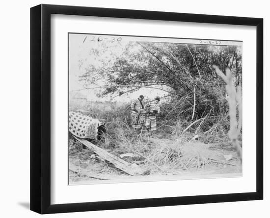 Seminole Indians with a Captured Alligator-American Photographer-Framed Photographic Print