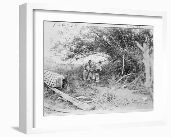 Seminole Indians with a Captured Alligator-American Photographer-Framed Photographic Print