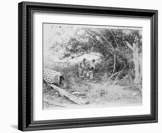 Seminole Indians with a Captured Alligator-American Photographer-Framed Photographic Print