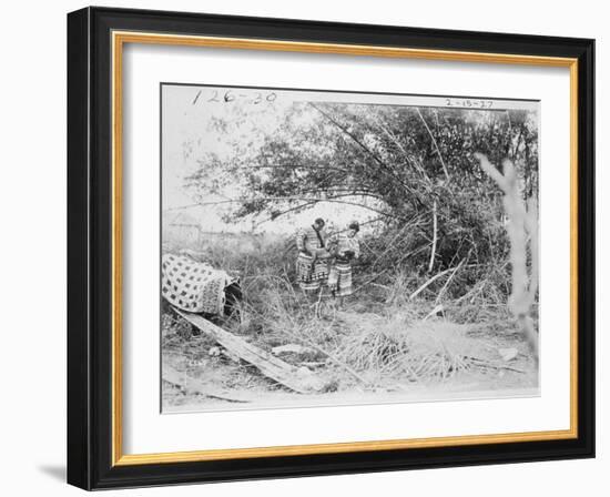 Seminole Indians with a Captured Alligator-American Photographer-Framed Photographic Print